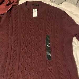 banana republic sweater fisherman wool Large maroon burgundy